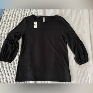 Talbots Black Blouse with Puff Sleeves